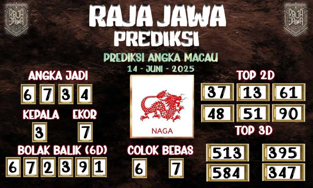 Prediksi Togel Macau 14 Juni 2025 Dari Raja Jawa