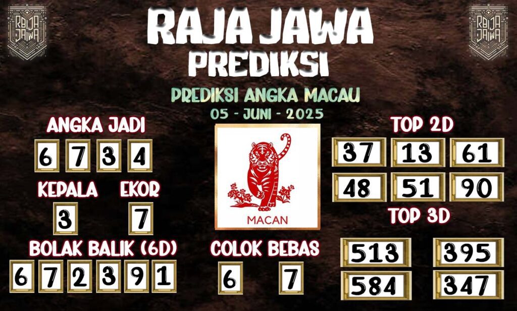 Prediksi Togel Macau 05 Juni 2025 Dari Raja Jawa